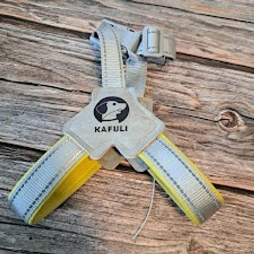 KAFULI Reflective Step In Dog‎ Harness Grey Yellow Small Adjustable Padded Chest